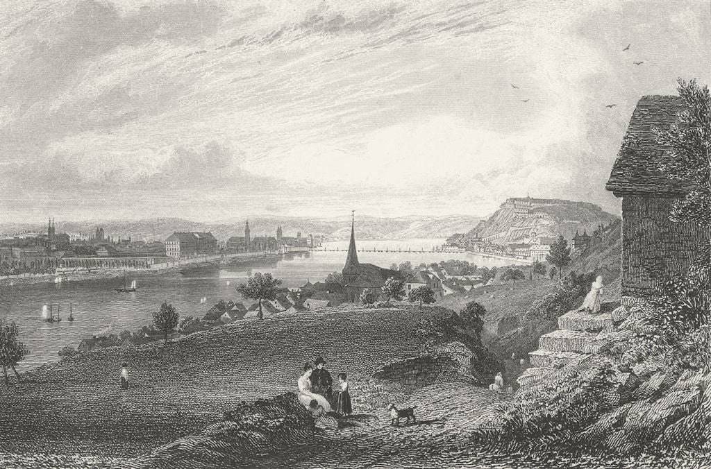 GERMANY. Koblenz Coblenz and Ehrenbreitstein 1840 old antique print picture